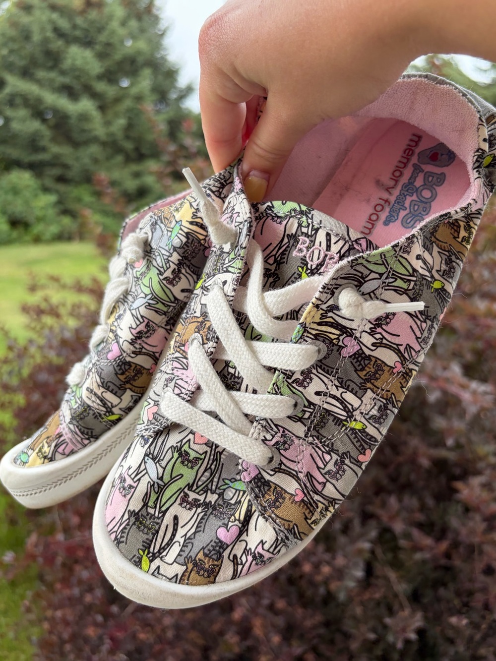 Sketchers BOBS cat print casual sneakers multi color cartoon cat shoes